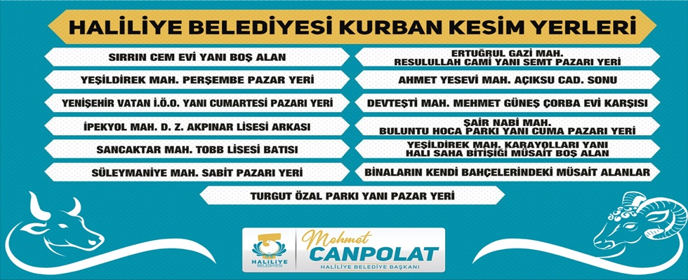 HALİLİYE’DE KURBAN SATIŞ VE KESİM YERLERİ BELİRLENDİ