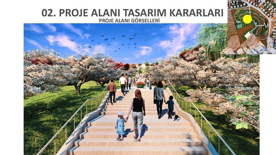 Bir 5 kişi, açık hava, ağaç ve şunu diyen bir yazı '02. PROJE ALANI TASARIM KARARLARI PROJE ALANI GÖRSELLERÄ' görseli olabilir